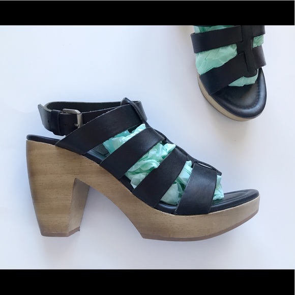 Madewell black strappy wooden block sandals size 8 - Picture 6 of 8